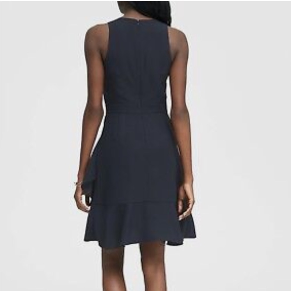 PRE-OWNED WOMEN’S Banana Republic Ruffle Wrap Racerback Dress, Black - Picture 4 of 14